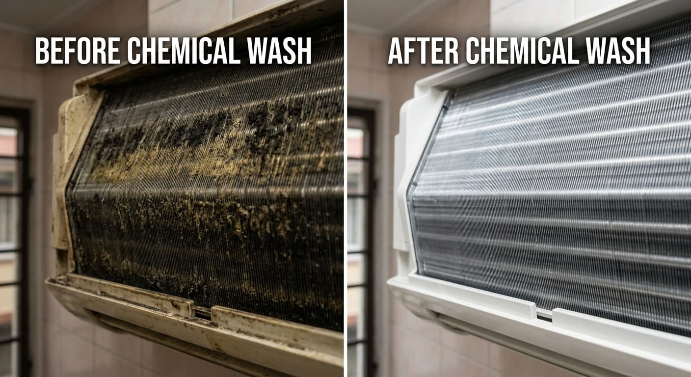 Chemical Wash — Sebelum & Selepas